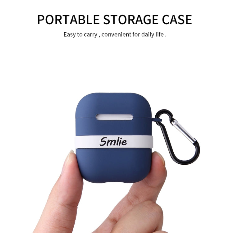 Letter Pattern Liquid Silicone Wireless Bluetooth Earphone Protective Case for Apple AirPods 1 / 2, with Metal Buckle