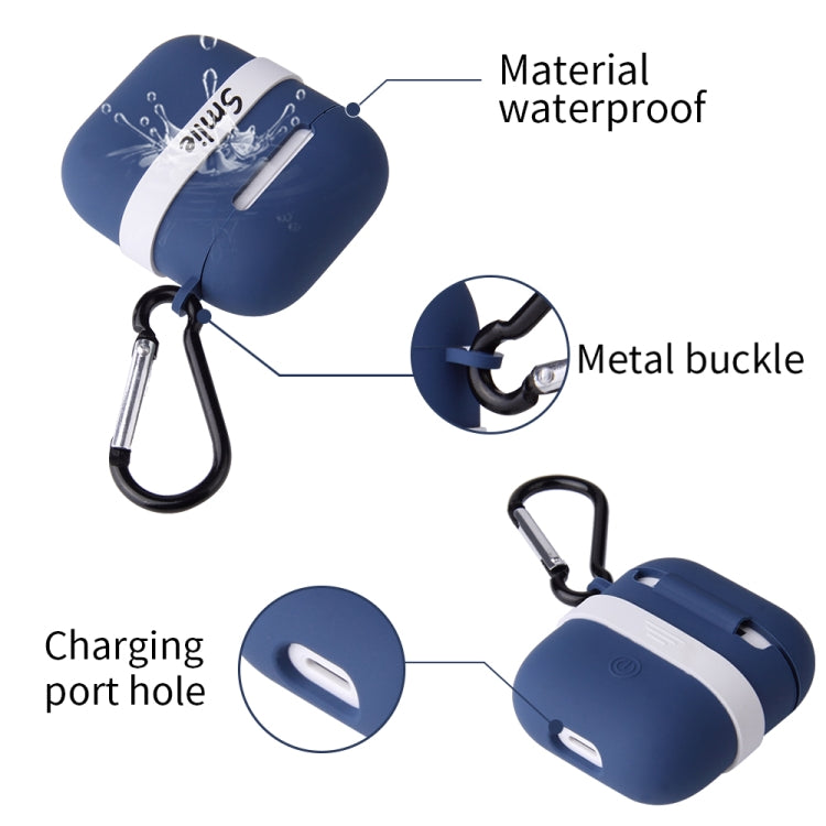 Letter Pattern Liquid Silicone Wireless Bluetooth Earphone Protective Case for Apple AirPods 1 / 2, with Metal Buckle