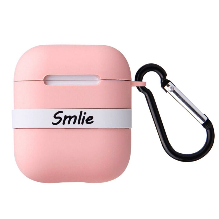 Letter Pattern Liquid Silicone Wireless Bluetooth Earphone Protective Case for Apple AirPods 1 / 2, with Metal Buckle