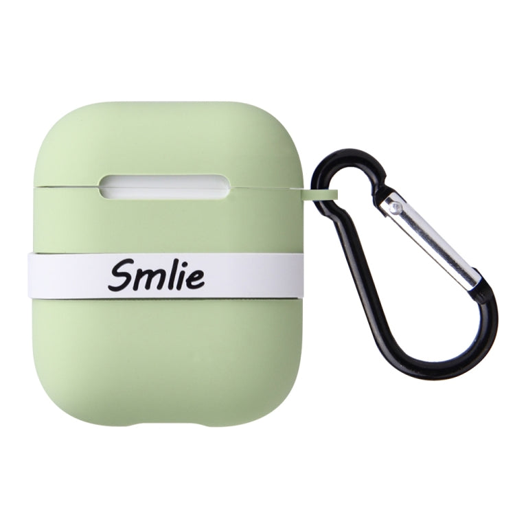 Letter Pattern Liquid Silicone Wireless Bluetooth Earphone Protective Case for Apple AirPods 1 / 2, with Metal Buckle