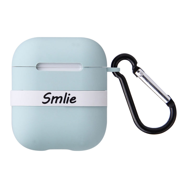 Letter Pattern Liquid Silicone Wireless Bluetooth Earphone Protective Case for Apple AirPods 1 / 2, with Metal Buckle