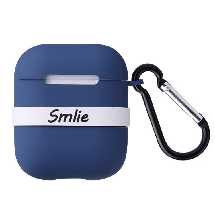 Letter Pattern Liquid Silicone Wireless Bluetooth Earphone Protective Case for Apple AirPods 1 / 2, with Metal Buckle