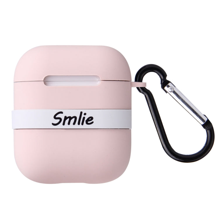 Letter Pattern Liquid Silicone Wireless Bluetooth Earphone Protective Case for Apple AirPods 1 / 2, with Metal Buckle