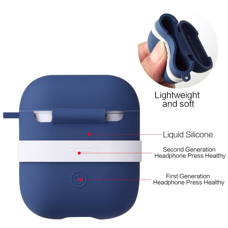 Letter Pattern Liquid Silicone Wireless Bluetooth Earphone Protective Case for Apple AirPods 1 / 2, with Metal Buckle