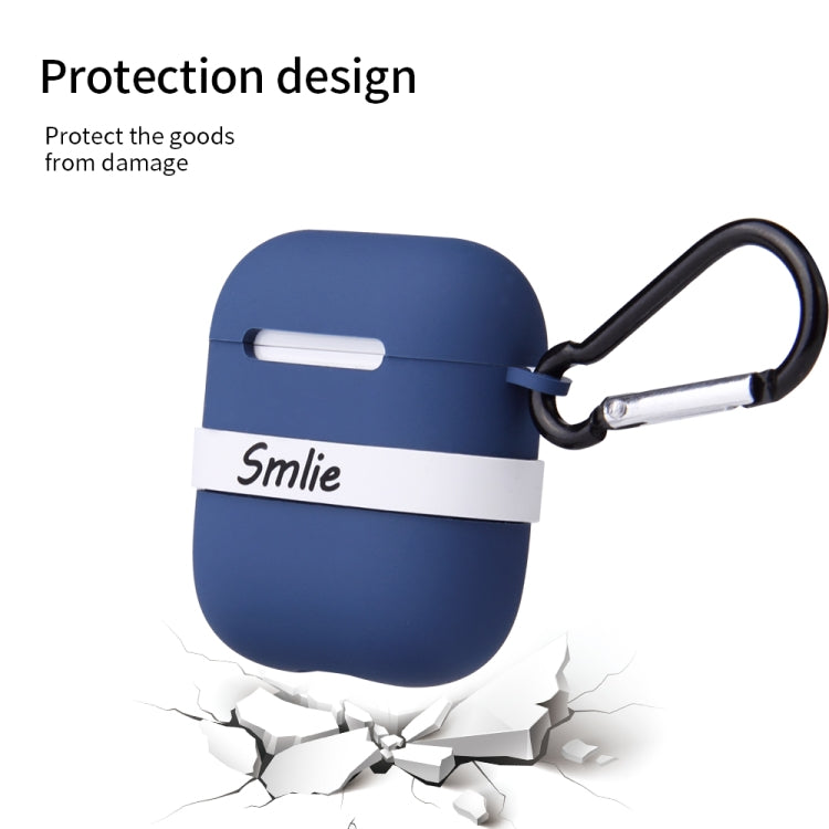 Letter Pattern Liquid Silicone Wireless Bluetooth Earphone Protective Case for Apple AirPods 1 / 2, with Metal Buckle