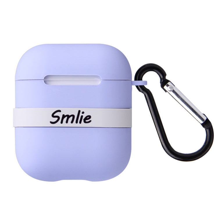 Letter Pattern Liquid Silicone Wireless Bluetooth Earphone Protective Case for Apple AirPods 1 / 2, with Metal Buckle