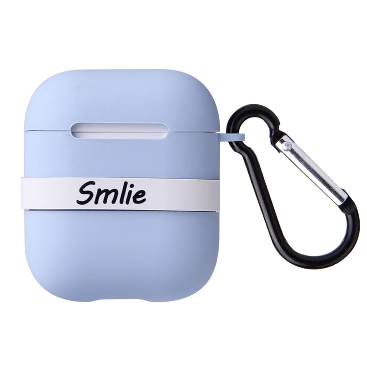 Letter Pattern Liquid Silicone Wireless Bluetooth Earphone Protective Case for Apple AirPods 1 / 2, with Metal Buckle