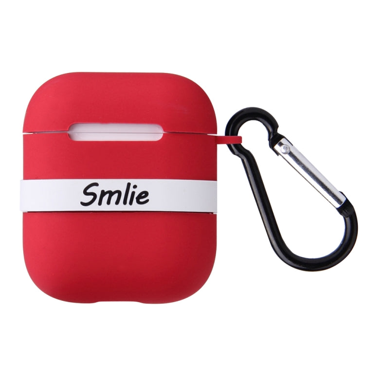 Letter Pattern Liquid Silicone Wireless Bluetooth Earphone Protective Case for Apple AirPods 1 / 2, with Metal Buckle