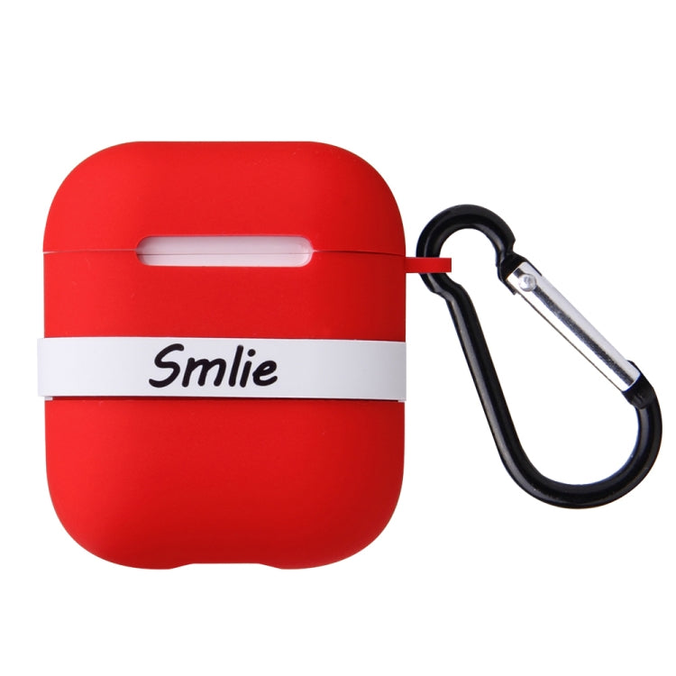 Letter Pattern Liquid Silicone Wireless Bluetooth Earphone Protective Case for Apple AirPods 1 / 2, with Metal Buckle