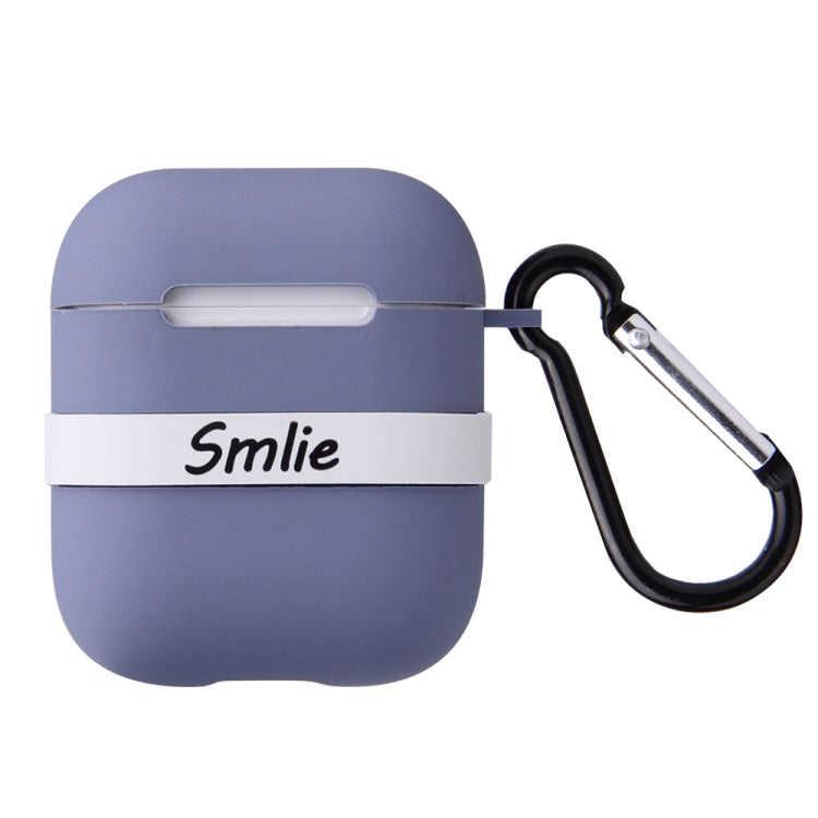 Letter Pattern Liquid Silicone Wireless Bluetooth Earphone Protective Case for Apple AirPods 1 / 2, with Metal Buckle