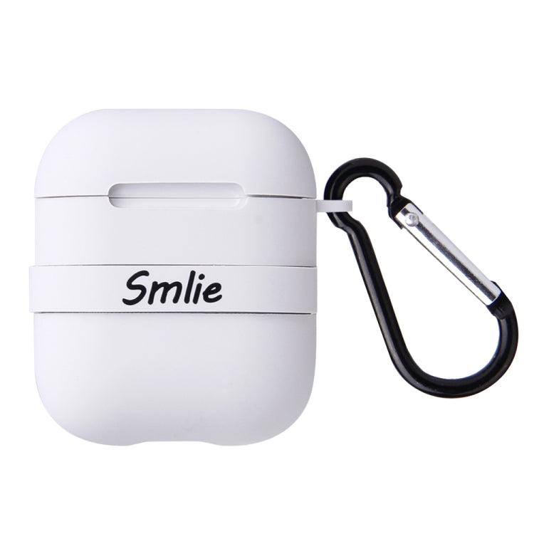 Letter Pattern Liquid Silicone Wireless Bluetooth Earphone Protective Case for Apple AirPods 1 / 2, with Metal Buckle