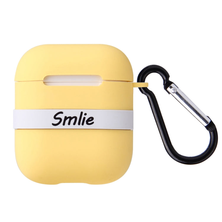 Letter Pattern Liquid Silicone Wireless Bluetooth Earphone Protective Case for Apple AirPods 1 / 2, with Metal Buckle