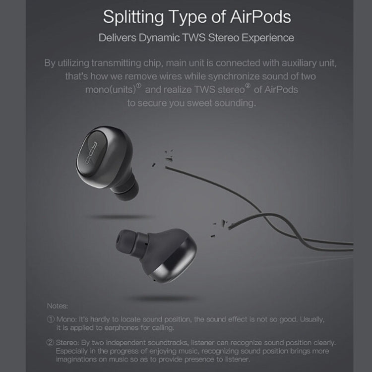 QCY Q29 Pro TWS Mini Wireless V4.1 Bluetooth Earphones with Mic, For iPad, iPhone, Galaxy, Huawei, Xiaomi, LG, HTC and Other Smart Phones(Black)