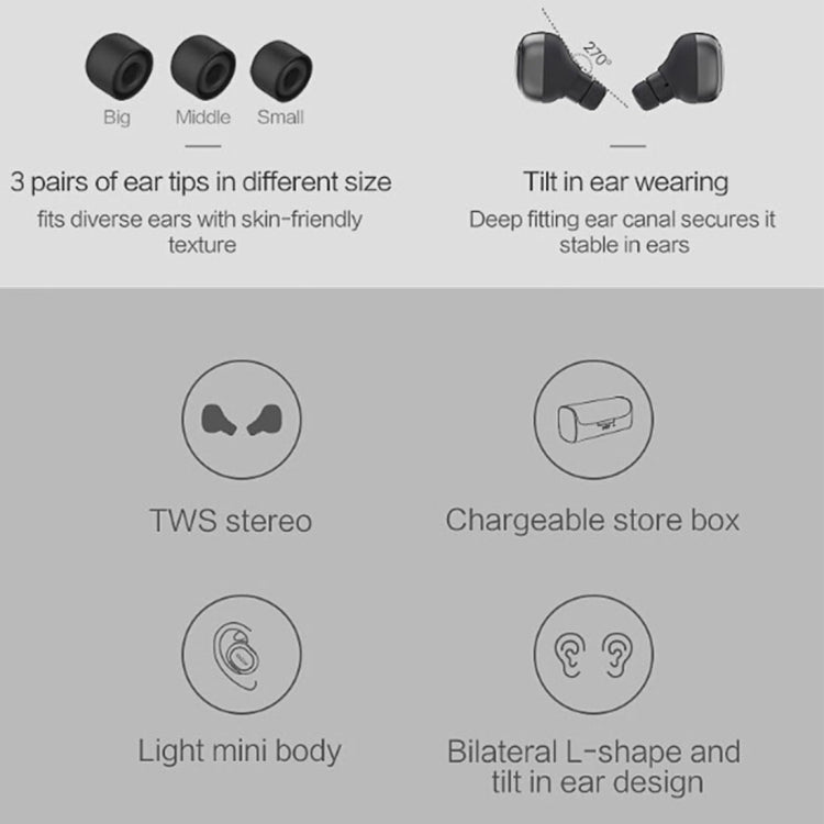 QCY Q29 Pro TWS Mini Wireless V4.1 Bluetooth Earphones with Mic, For iPad, iPhone, Galaxy, Huawei, Xiaomi, LG, HTC and Other Smart Phones(Black)