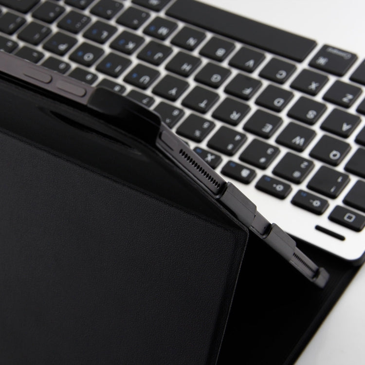 1198B Detachable Bluetooth 3.0 Aluminum Alloy Keyboard + Lambskin Texture Leather Tablet Case for iPad Pro 12.9 inch (2018), with Magnetic Charging / Sleep Function (Black)