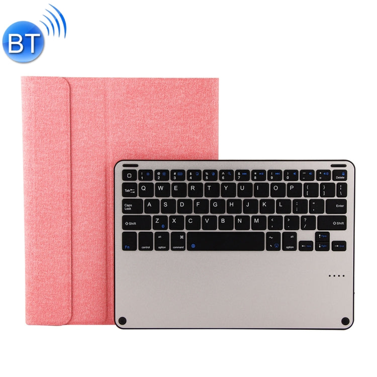3018 Detachable Bluetooth 3.0 Aluminum Alloy Keyboard + Imitation Cloth Texture Leather Tablet Case for iPad Air / Air 2 / iPad Pro 9.7 inch, with Sleep / Water Repellent Function(Pink)