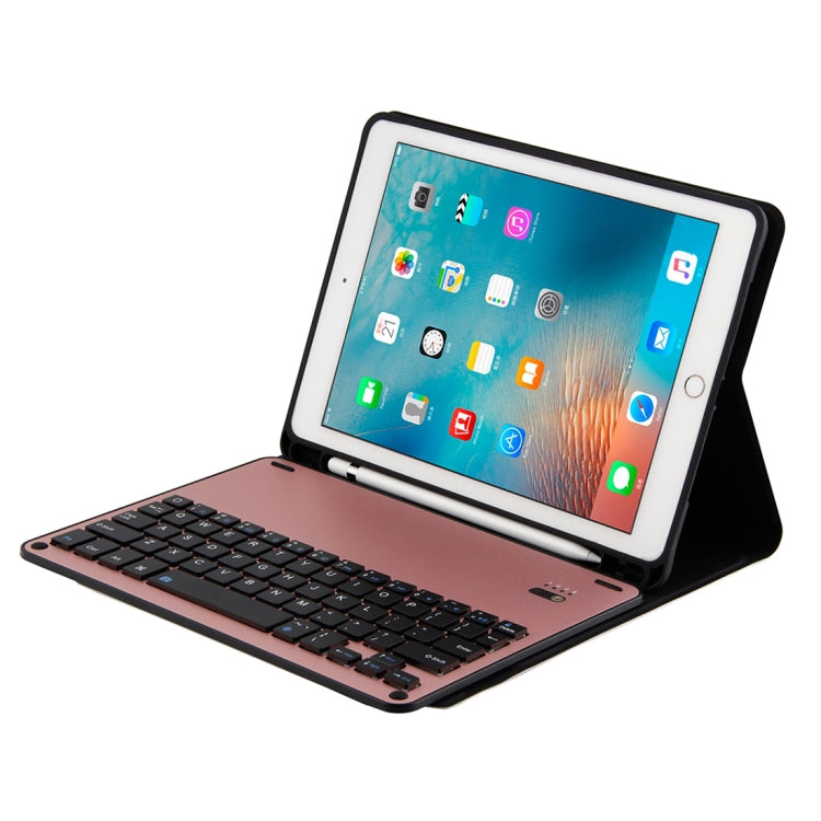 FT-1038E Detachable Bluetooth 3.0 Aluminum Alloy Keyboard + Lambskin Texture Leather Tablet Case for iPad Air / Air 2 / iPad Pro 9.7 inch, with Pen Slot / Water Repellent / Three-gear Angle Adjustment / Magnetic / Sleep Function