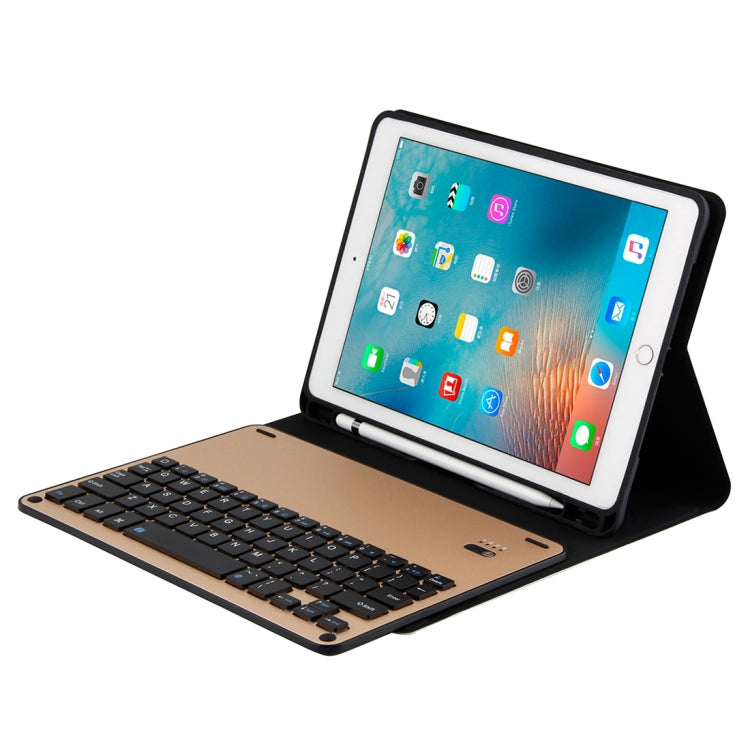 FT-1038E Detachable Bluetooth 3.0 Aluminum Alloy Keyboard + Lambskin Texture Leather Tablet Case for iPad Air / Air 2 / iPad Pro 9.7 inch, with Pen Slot / Water Repellent / Three-gear Angle Adjustment / Magnetic / Sleep Function