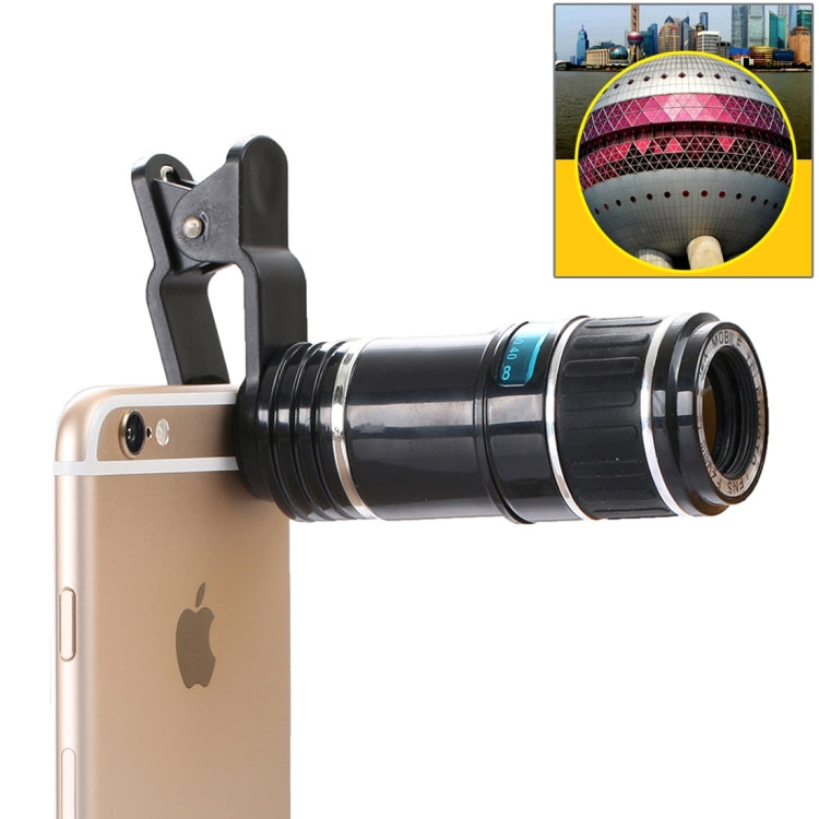 12X Optical Zoom Universal Mobile Phone Telescope Circumscribing Lens with Universal Clip, For iPhone, Samsung, HTC, Sony, Huawei, Xiaomi and Other Smartphones