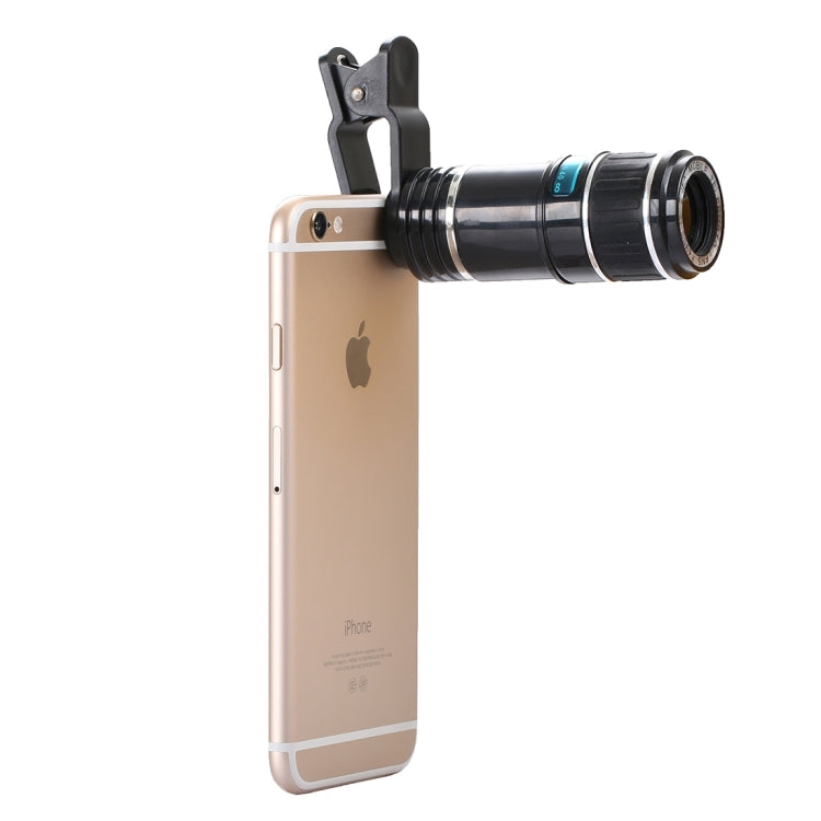 12X Optical Zoom Universal Mobile Phone Telescope Circumscribing Lens with Universal Clip, For iPhone, Samsung, HTC, Sony, Huawei, Xiaomi and Other Smartphones