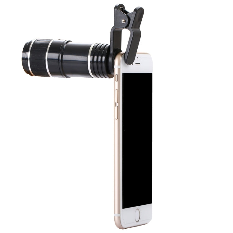 12X Optical Zoom Universal Mobile Phone Telescope Circumscribing Lens with Universal Clip, For iPhone, Samsung, HTC, Sony, Huawei, Xiaomi and Other Smartphones
