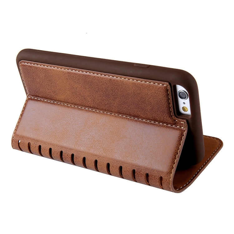 For iPhone 6 & 6s PU Retro Texture with Absorption Horizontal Flip Leather Case with Holder & Card Slots