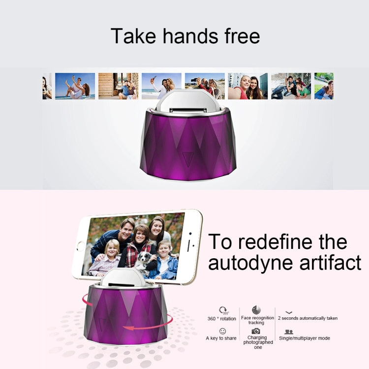 Q1 360 Degrees Rotation Smart Wireless Bluetooth Remote Shutter Self-timer Selfie Robot with Power Bank Function for Android & iOS Phones(Purple)