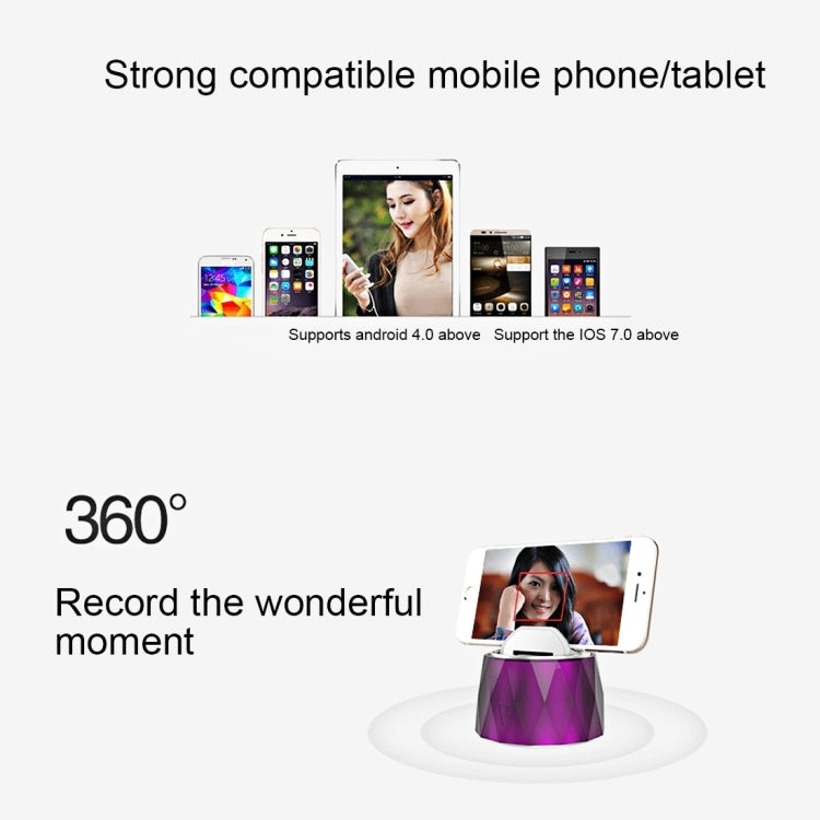 Q1 360 Degrees Rotation Smart Wireless Bluetooth Remote Shutter Self-timer Selfie Robot with Power Bank Function for Android & iOS Phones(Purple)