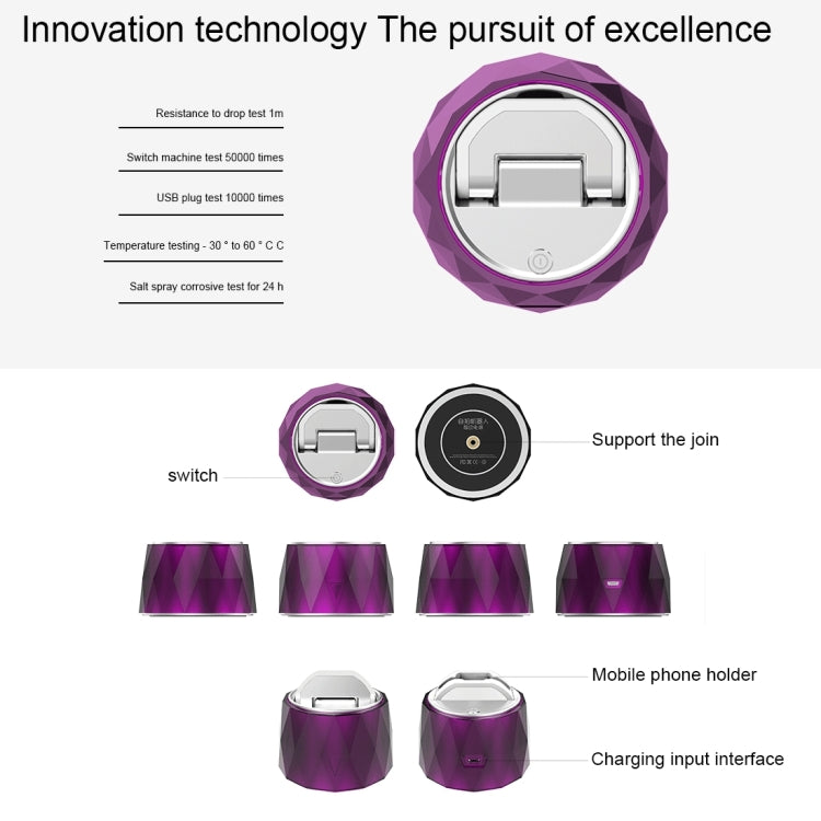 Q1 360 Degrees Rotation Smart Wireless Bluetooth Remote Shutter Self-timer Selfie Robot with Power Bank Function for Android & iOS Phones(Purple)