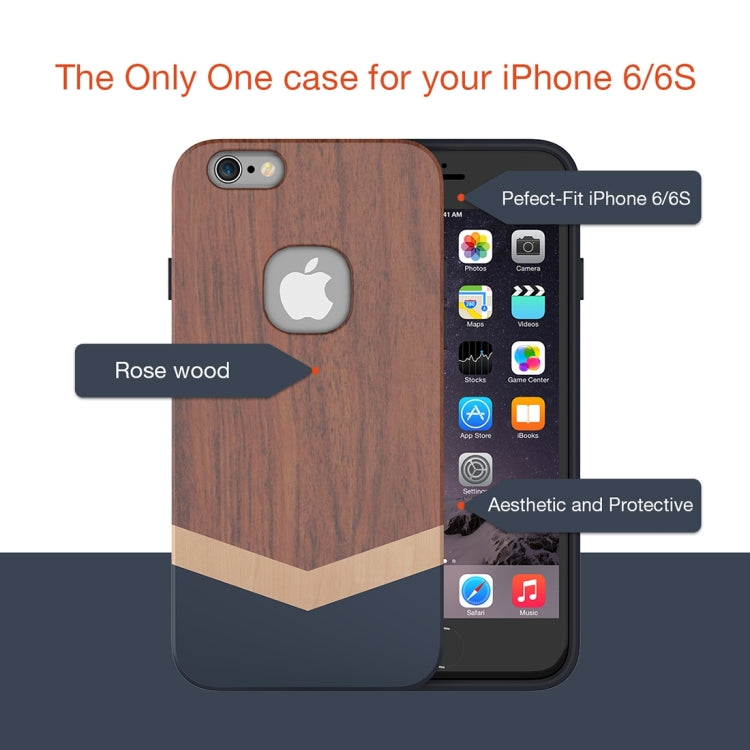 SLiCOO Nature Series for iPhone 6 & 6s Rose Wood + TPU Protective Case(Coffee)