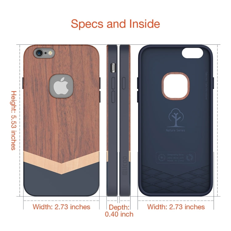SLiCOO Nature Series for iPhone 6 & 6s Rose Wood + TPU Protective Case(Coffee)