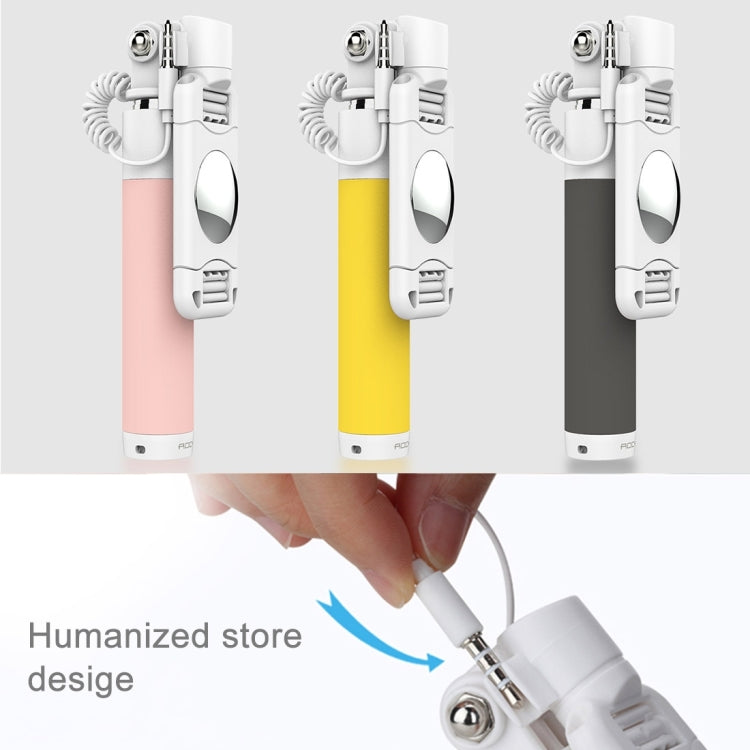 ROCK Mini Wire Controlled Monopod Folding Extendable Handheld Pocket Holder Selfie Stick, For iPhone, Samsung, HTC, LG, Sony, Huawei, Lenovo, Xiaomi and other Smartphones(Pink)