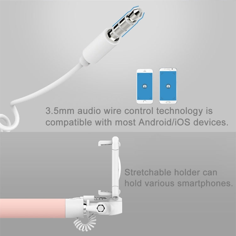 ROCK Mini Wire Controlled Monopod Folding Extendable Handheld Pocket Holder Selfie Stick, For iPhone, Samsung, HTC, LG, Sony, Huawei, Lenovo, Xiaomi and other Smartphones(Pink)