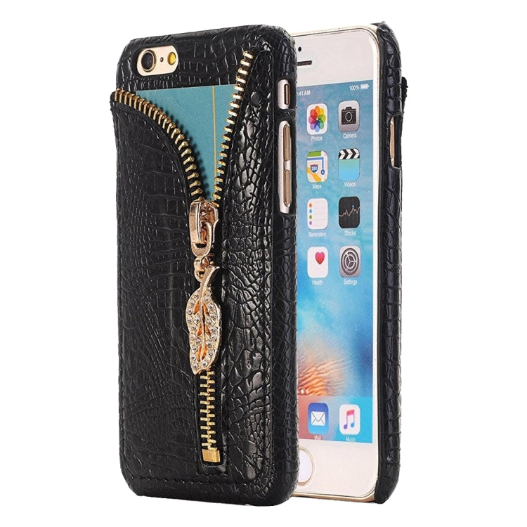 For iPhone 6 & 6s Snake Skin Texture Zipper Leather Case with Card Slots