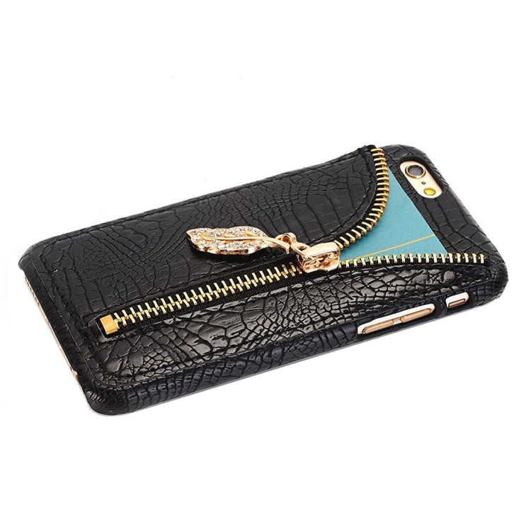 For iPhone 6 & 6s Snake Skin Texture Zipper Leather Case with Card Slots