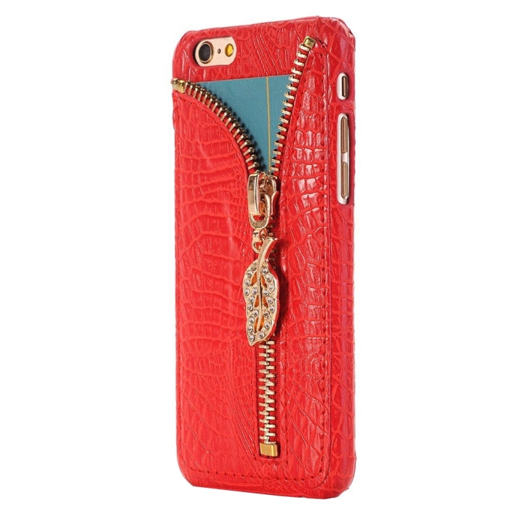 For iPhone 6 & 6s Snake Skin Texture Zipper Leather Case with Card Slots