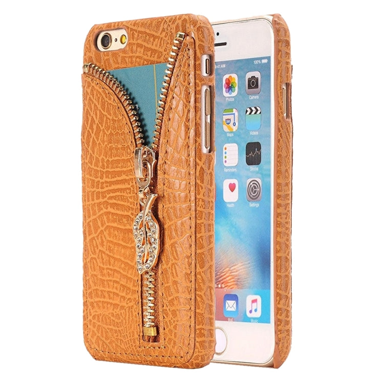 For iPhone 6 & 6s Snake Skin Texture Zipper Leather Case with Card Slots