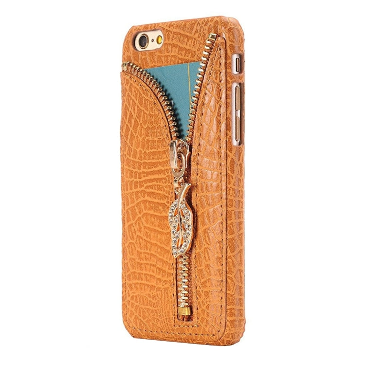 For iPhone 6 & 6s Snake Skin Texture Zipper Leather Case with Card Slots