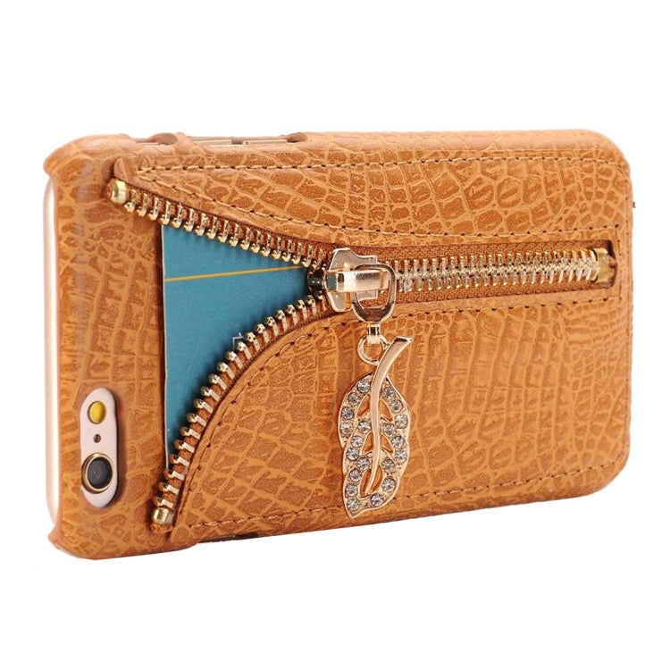 For iPhone 6 & 6s Snake Skin Texture Zipper Leather Case with Card Slots
