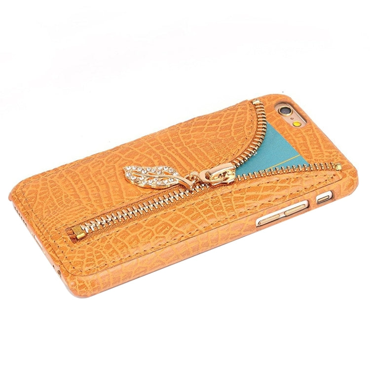 For iPhone 6 & 6s Snake Skin Texture Zipper Leather Case with Card Slots