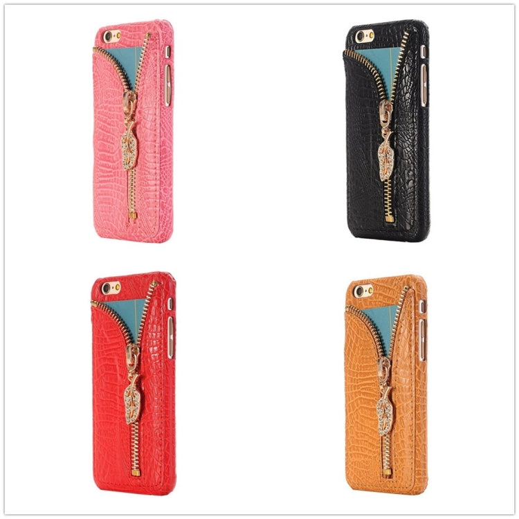 For iPhone 6 & 6s Snake Skin Texture Zipper Leather Case with Card Slots