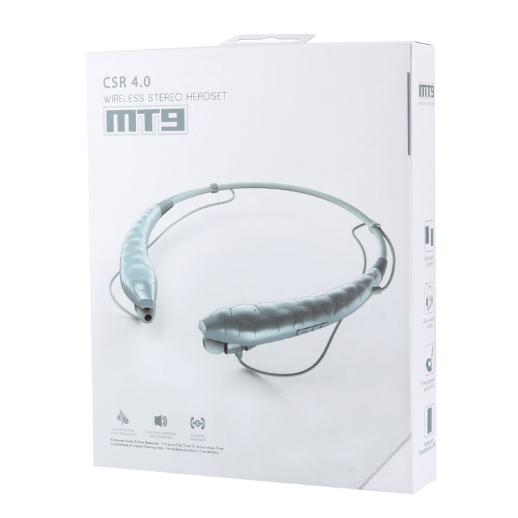 MT9 High Quality Stereo Wireless Neck Sports Bluetooth Earphone In-ear Headphone for iPhone & Android Smart Phones or Other Bluetooth Audio Devices, Support Hands-free Calls, Bluetooth Distance: 10m