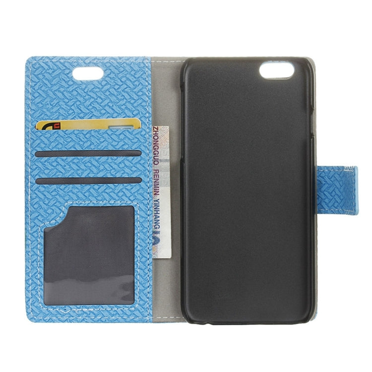 For iPhone 6 & 6s Weaving Texture Horizontal Flip PU Leather Case with Magnetic Buckle & Holder & Card Slots & Wallet & Photo Frame