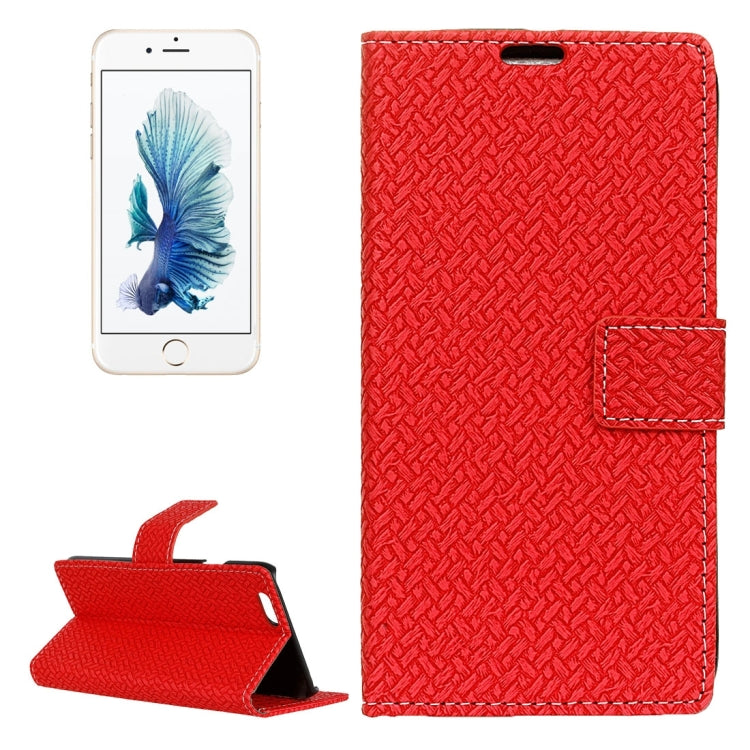 For iPhone 6 & 6s Weaving Texture Horizontal Flip PU Leather Case with Magnetic Buckle & Holder & Card Slots & Wallet & Photo Frame