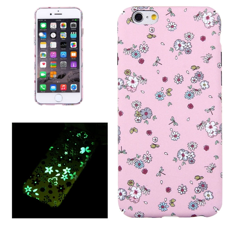 For iPhone 6 & 6s Water Decals Noctilucent Floral Pattern PC Protective Case