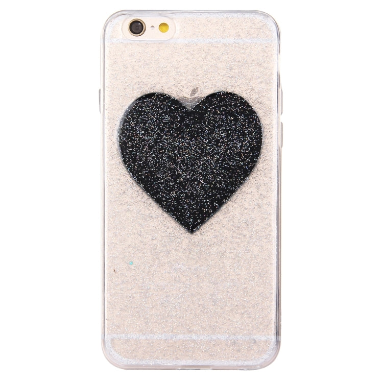 For iPhone 6 & 6s Glitter Powder Heart Pattern TPU Soft Protective Back Cover Case(Black)