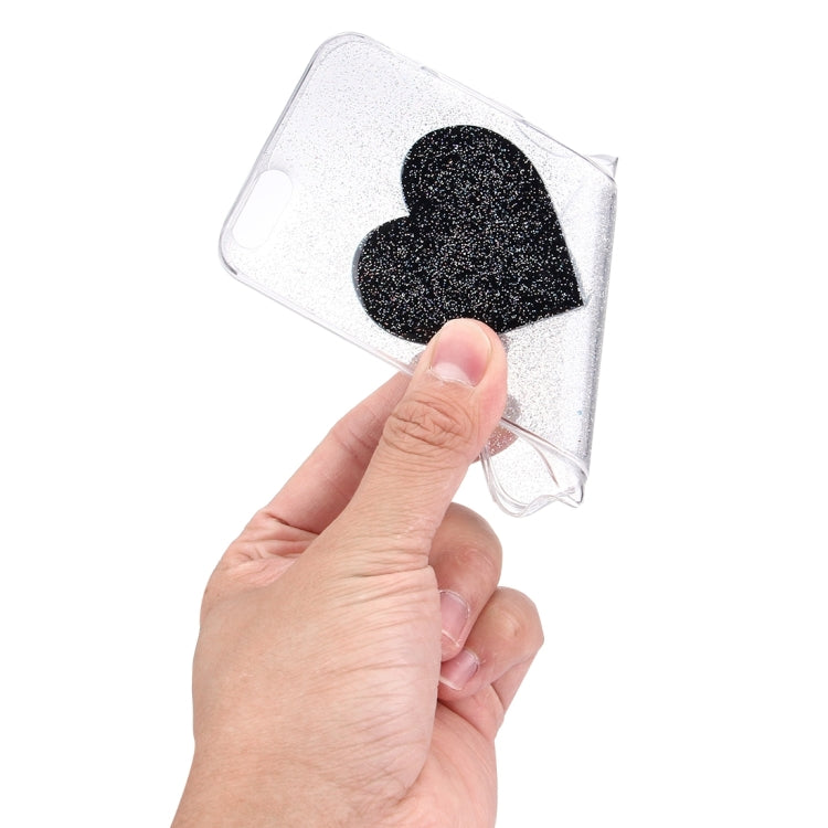 For iPhone 6 & 6s Glitter Powder Heart Pattern TPU Soft Protective Back Cover Case(Black)