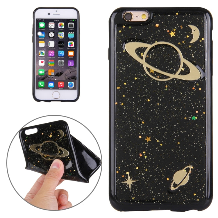 For iPhone 6 & 6s Glitter Powder Space Pattern TPU Soft Protective Back Cover Case(Black)