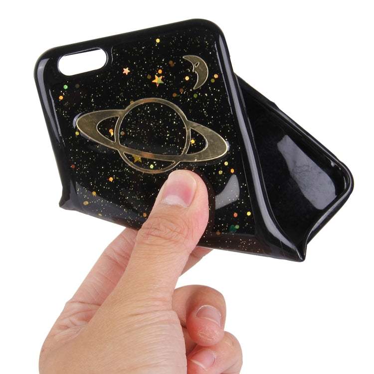 For iPhone 6 & 6s Glitter Powder Space Pattern TPU Soft Protective Back Cover Case(Black)