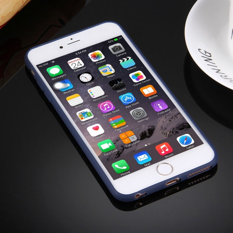 For iPhone 6 & 6s Solid Color TPU Protective Case with Round Hole(Dark Blue)